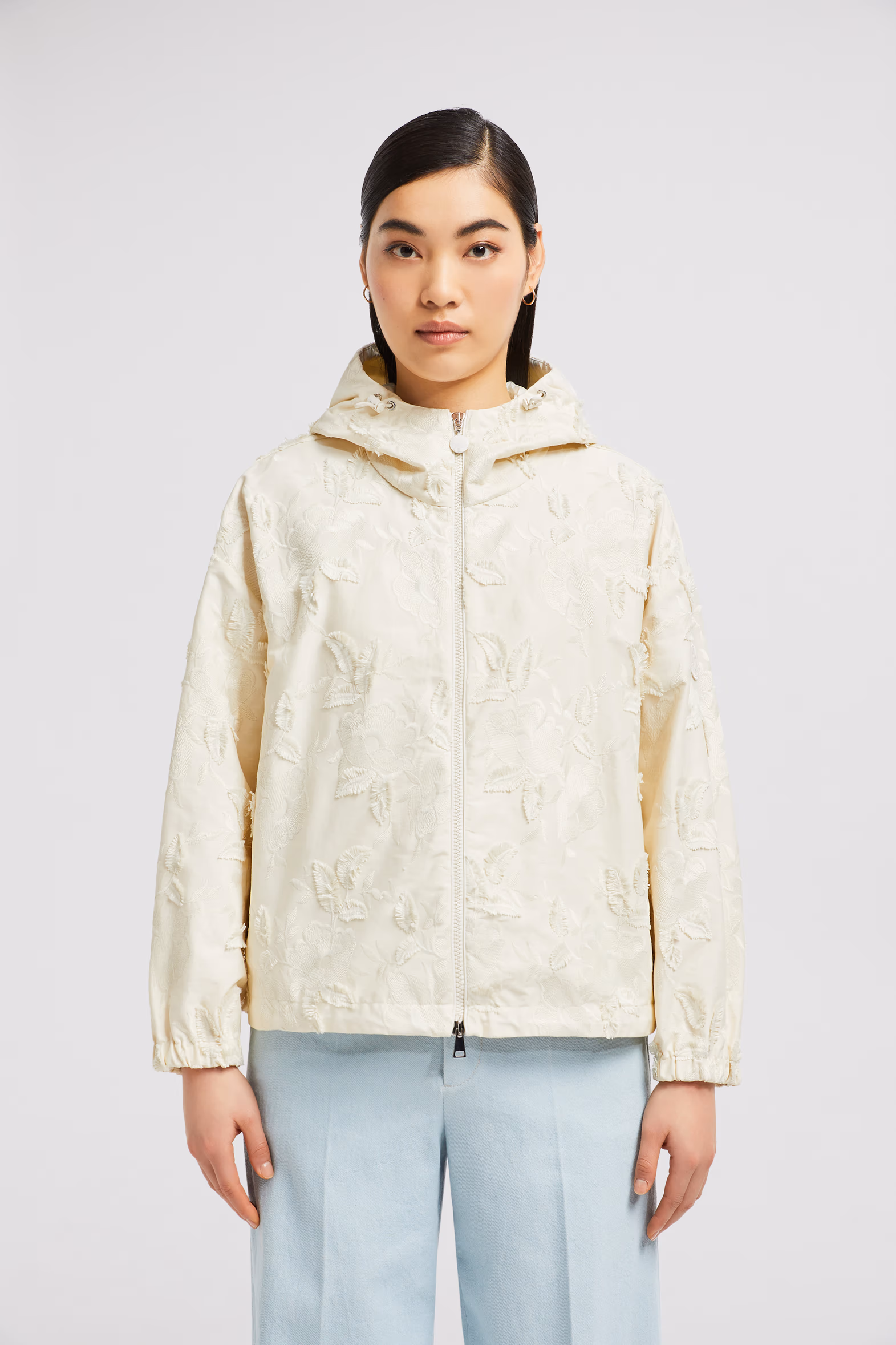 Charmeil Textured Hooded Jacket Women White Ivory Moncler 3